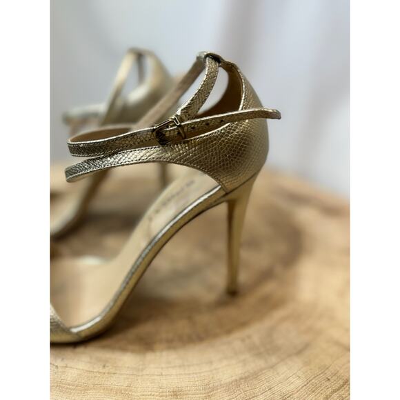 Via Spiga Gold Leather Open Toe Heels – Size 8M - Picture 3 of 11